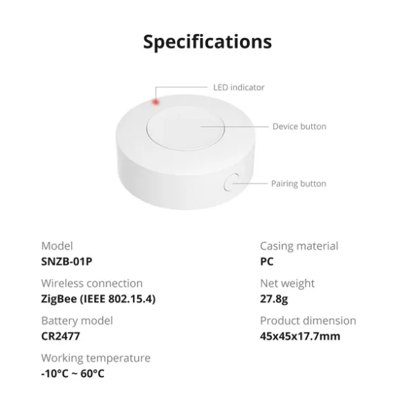 SONOFF Zigbee Wireless Switch Button (SNZB-01P) - Image 4